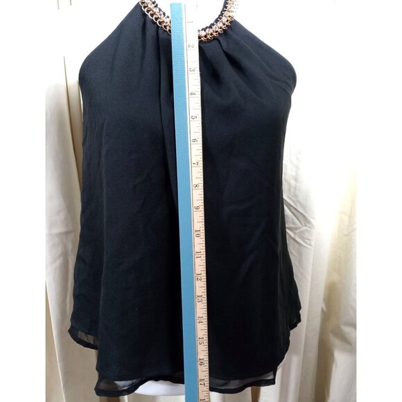 DEPRI Black Dressy Halter Blouse size small Beautiful Beaded collar - Picture 7 of 7
